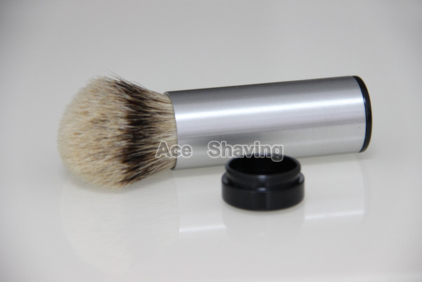 New Arrvial Stainless 100%Aluminium Silvertip Badger Hair Travel Shaving Brush Christmas Day Gift FREE SHIPPING