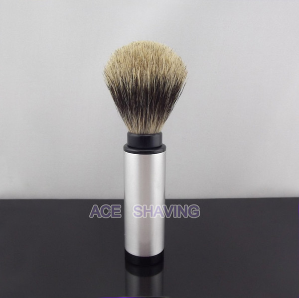 Stainless 100%Aluminium Handle Pure Badger Hair Travel Shaving Brush Christmas Gift