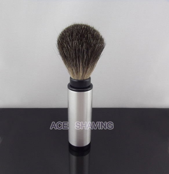 Stainless Aluminium Handle Black Badger Hair Travel Shaving Brush Man's Gift