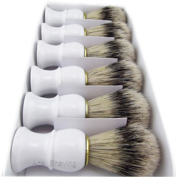 Boar Bristle Hair Barber Shaving Brush White Plastic Handle for Man Beard Shave