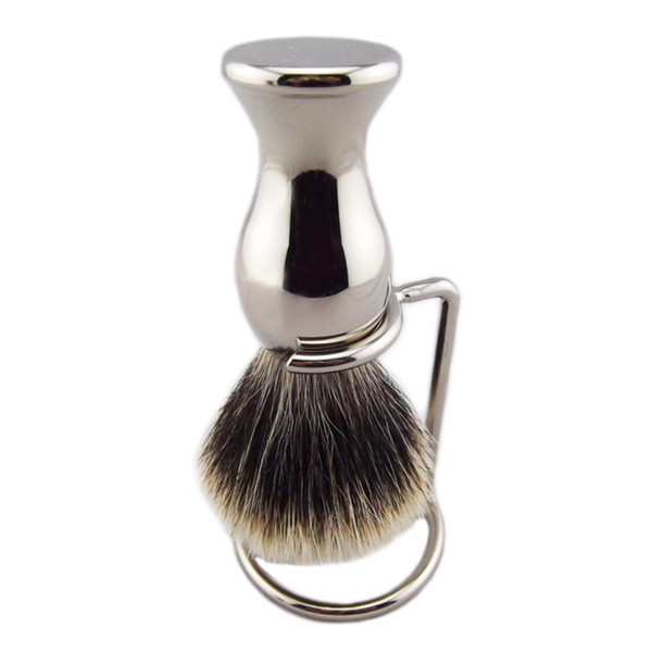 Knot size 21mm Finest Badger Hiar Barber Shaving Brush Stainless Metal Handle Brush Stand Holder