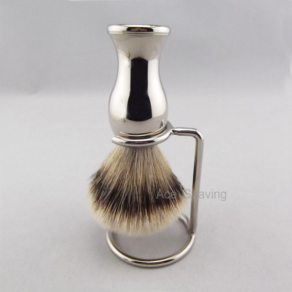 Knot size 21mm Silvertip Badger Hiar Barber Shaving Brush Stainless Metal Handle Brush Stand Holder