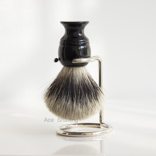 Nature Pure Badger Hair Shaving Brush Classic Black Resin Handle Knot Size 21mm Metal Stand Holder Beard Grooming Tool