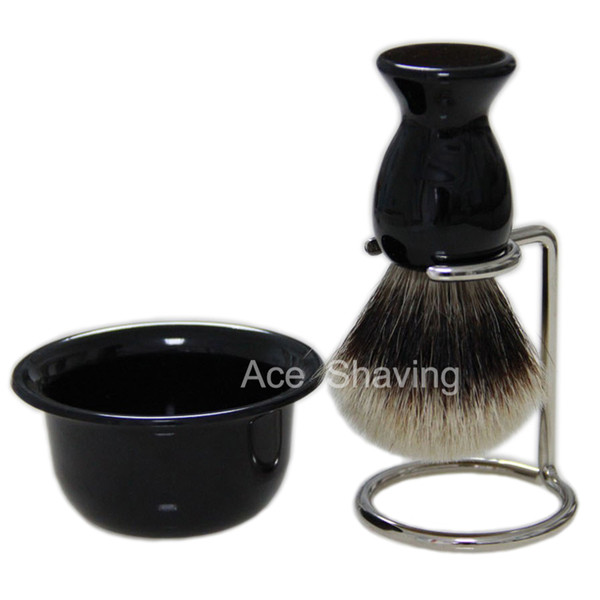 Shave Soap Mug Metal Stand Set Finest Badger Hair Shaving Beard Brush Knot Size 24mm