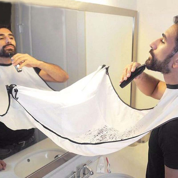 2Color Polyester Pongee Beard Bib Trimmer Hair Shave Apron For Man Polyester Beard Shave Cloth With Suction Cups