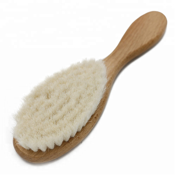 Super Soft Goat Bristle Hair Sweeping Brush Oval Wood Handle Barber Dust Brush For Broken Hair Cleaning Tool Men Beard Comb