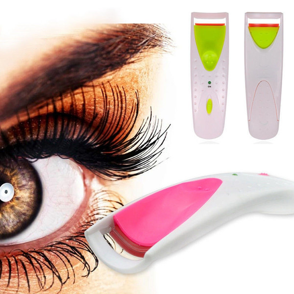 fashion women girl green heated electric eyelash curler battery operated makeup eye lashes curling tool