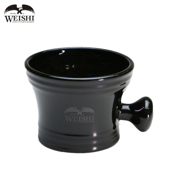 WEISHI High Quality Shaving Bowl Black Ceramic Shaving Mug Classical Soap Cup 1 pc