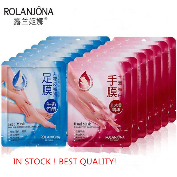 ROLANJONA feet Hand mask Milk and Bamboo Vinegar Feet Mask Hand Mask skin Peeling Exfoliating regimen for Feet Hand care Free DHL