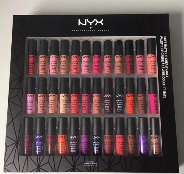 Dropshipping NYX SOFT MATTE LIP CREAM nyx 36PCS Set Lipstick Lip Gloss Matte No Fading Sofe Velvet Lip Makeup 36 colors set