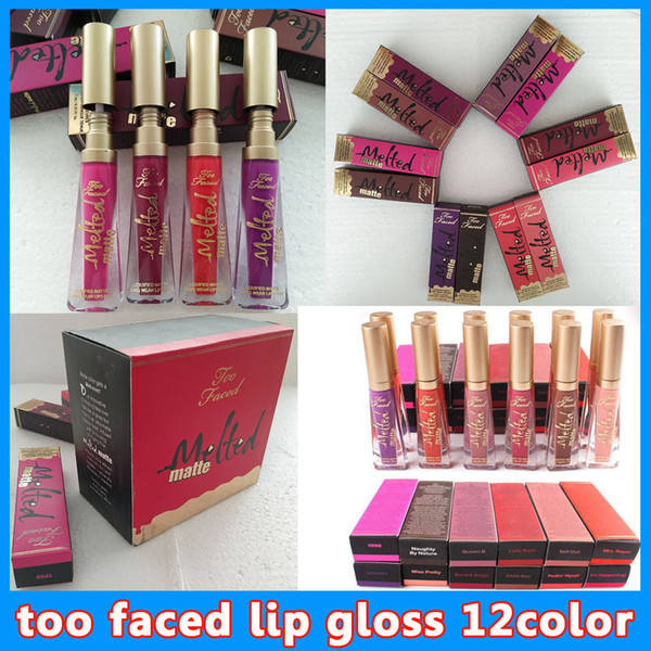 NEW Lipstick Lip Gloss Cosmetics melted Matte Lipstick matted Lip Gloss 12 colors DHL Free shipping+gift