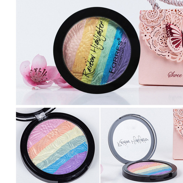 The latest farres cosmetics 6 color makeup powder cake Rainbow high light eyeshadow powder DHL free shipping