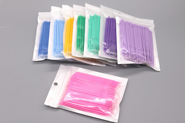 High quality wholesale Disposable MicroBrush Eyelash Extension Tools 3 Size S M L Individual Lash Removing Semi-permanent cotton swab stick