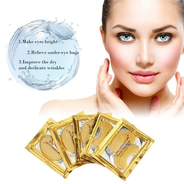 Anti-Wrinkle Crystal Collagen Gold Powder Eye Mask Golden Mask stick to dark circles free shipping 2018