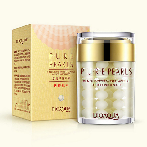 DHL50pcs BIOAQUA Pearl moisturizing water embellish smooth Creams Pure Pearl Cream Hyaluronic Acid Deep Moisturizing Essence Cream Face Care