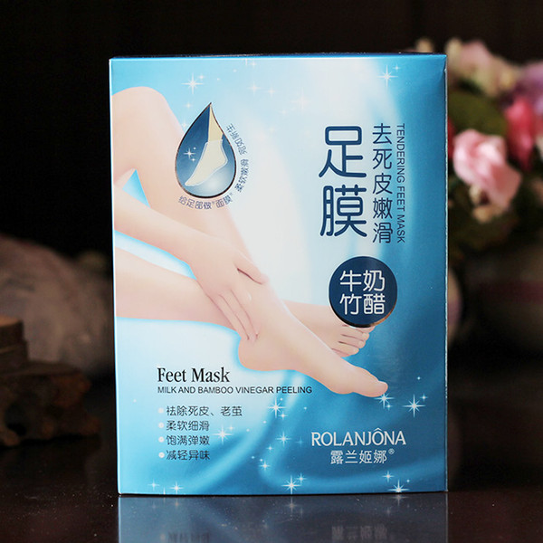 Rolanjona Milk Bamboo Vinegar Feet Mask Peeling Exfoliating Dead Skin Remove Professional Feet sox Mask Foot Care DHL