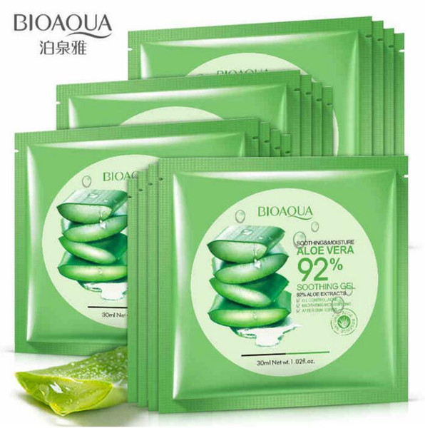 BIOAQUA Natural Aloe Vera Gel Face Mask Skin Care Moisturizing Oil Control Wrapped Mask Shrink Pores Facial Mask