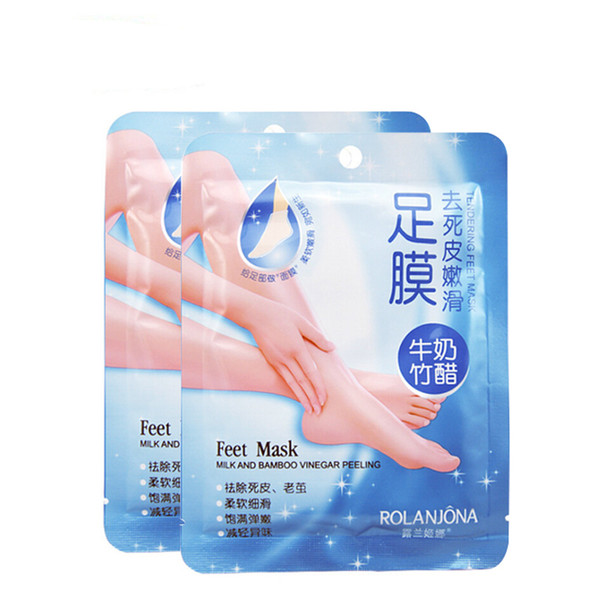 Wholesale 10 pcs/lot Milk Bamboo Vinegar Foot Mask Exfoliating Feet Mask Dead Skin Removal Smooth Foot Skin Feet Care 1 pair/pc