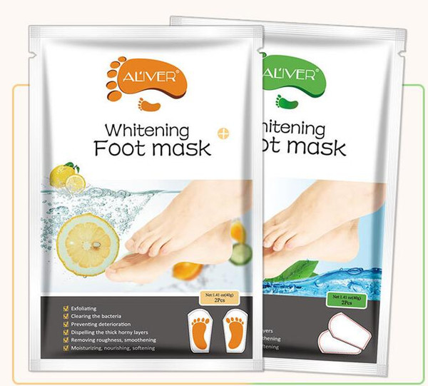 ALIVER 2pcs=1 pair exfoliating foot mask olive avocado papaya lemon aloe remove dead skin callus moisturizing hydrating