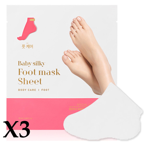 HOLIKA HOLIKA Baby Silky Foot Mask 3pcs/lot Foot Peeling Mask Exfoliating Socks For Pedicure Sosu Exfoliating Foot Care Dead Skin Remova