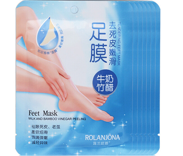 Best Quality Rolanjona Milk Bamboo Vinegar Feet Mask Peeling Exfoliating Dead Skin Remove Tendering Feet mask