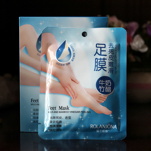 Rolanjona Milk Bamboo Vinegar Feet Mask Peeling Exfoliating Dead Skin Remove Professional Feet sox Mask Foot Care