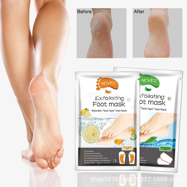 50pcs Dhl Lemon Aloe Foot Spa Treatments Foot Mask Socks Peel Off To Remove Dead Skin Moisturizing Health Foot Care 2 Pieces=1 Pair 54g