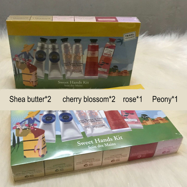 3set Famous Brand hands cream sweet hands kit soin des mains Butter+cherry blossom+Peony+rose 1set=6pcs 30ml/pcs mini hand lotions