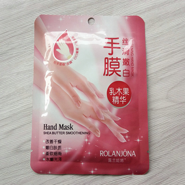 DHL 400pcs ROLANJONA whitenging hand mask shea butter smoothening Peeling RenewalRemove Dead Skin Smooth Exfoliating Moisturizing Gloves