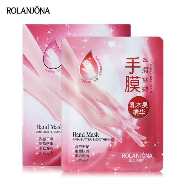 2018 New arrival Rolanjona shea butter smothening tendering hand mask moisturizing gloves 7pairs/box DHL free shipping