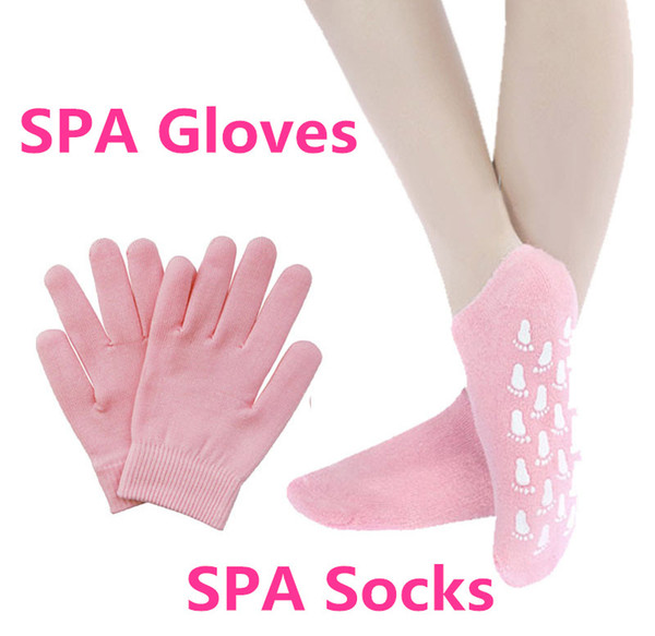 1 Pair of socks+1 Pair of gloves Gel Spa Silicone Gloves Soften Whiten Exfoliating Moisturizing Treatment Hand Skin Mask beauty Tools