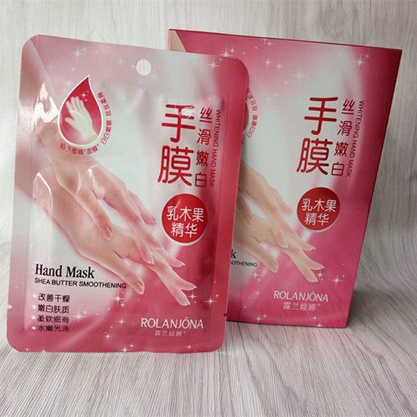 DHL 200pcs ROLANJONA whitenging hand mask shea butter smoothening Peeling RenewalRemove Dead Skin Smooth Exfoliating Moisturizing Gloves