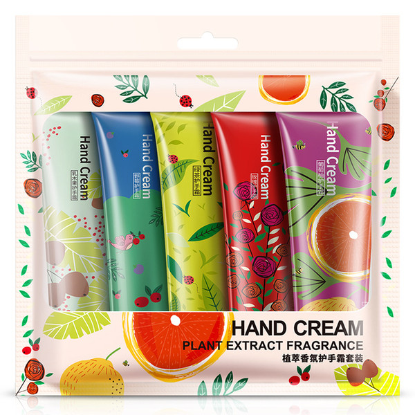 5pcs/set BIOAQUA Moisturizing Hand Cream Mini Cute Hand Lotions Nourishing Hand Feet Care Cream for Men Womem