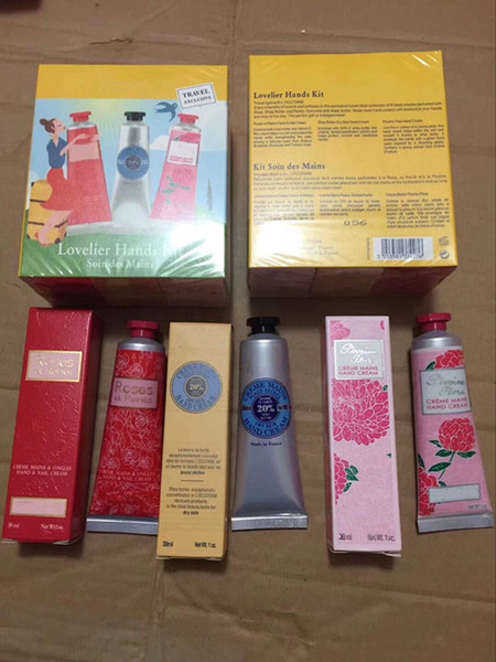 New Wholesales Shea Butter+Peony+rose hand cream with 6 pieces pack suit mini hand lotions free shopping 30ml*6=180ml/box free shopping