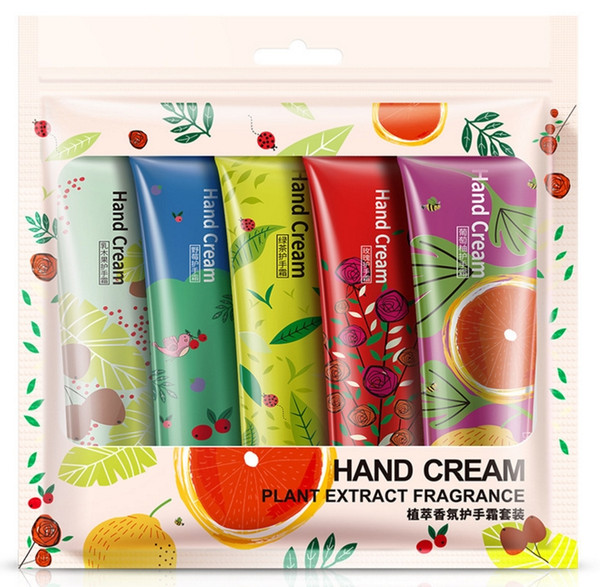 5pcs/set BIOAQUA Moisturizing Hand Cream Mini Cute Hand Lotions Nourishing Hand Feet Care Cream for Men Womem