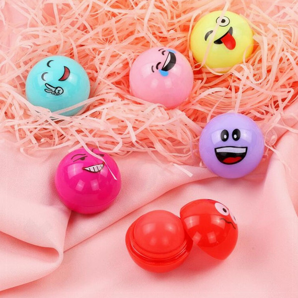 Hot Sale New 6 Color QQ Expression Spherical Lipstick Moist Lasting Moisture Fruity Ball Lip Balm Emoji Lip Balm T7F002