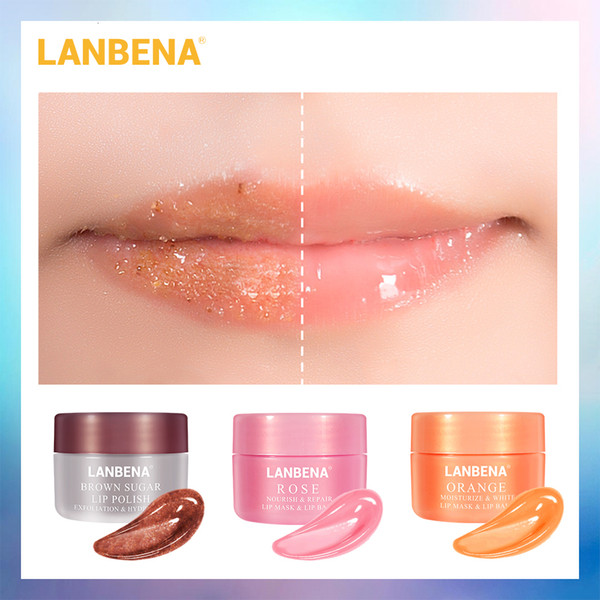 LANBENA Lip Scrub Lip Mask Lip Balm Lips Plumper Exfoliator Moisturizing Nourish