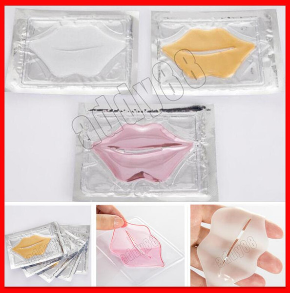 Skin Care Lip Care 24k Crystal Collagen Lip Mask Pads Moisture Essence Anti Ageing Wrinkle Patch Pad Gel Lips Makeup pink gold white