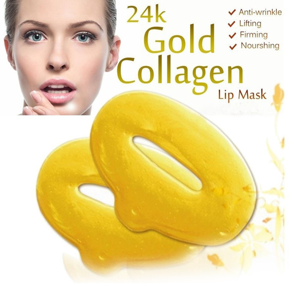 24k Gold Collagen Lip Gel Mask Care Hydrating 10pcs Repair lip Lines Blemishes Lighten Collagen Mask To Moisturize TSLM2