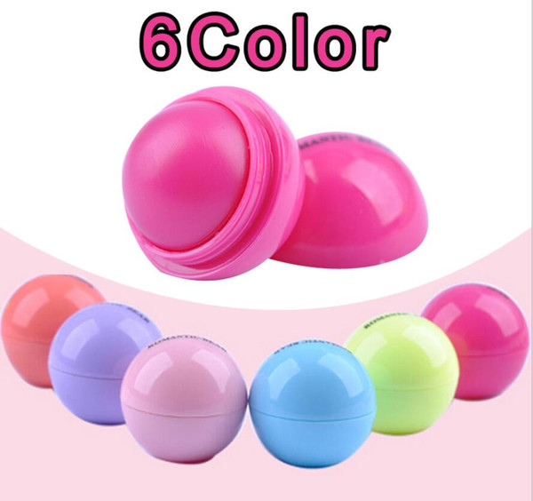 Round Ball 3D Lipstick Makeup Moisturizing Lip Balm Natural Plant Sphere lip Pomade Fruit Embellish Lip Care 6colors free ship