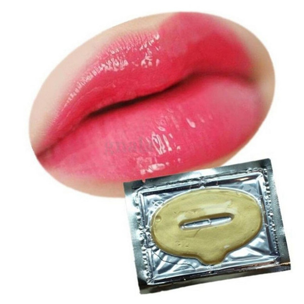 Wholesale-5 PCS Gold Powder Gel Collagen Lip Mask Masks Sheet Patch Lip Care Sexy Lip