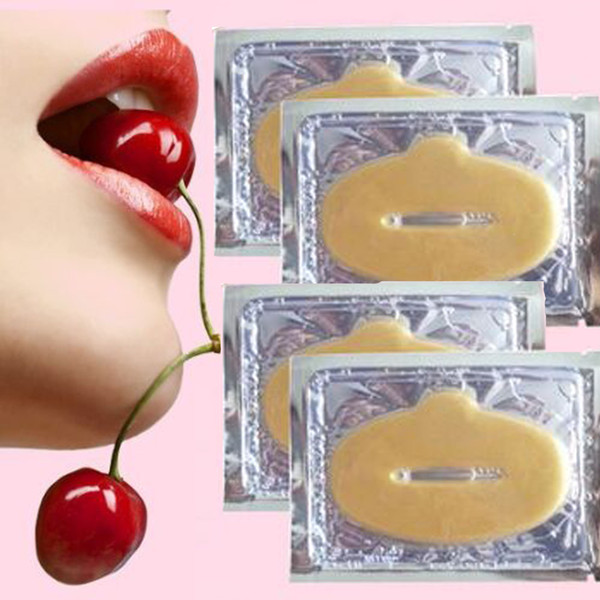 Hot Sale!!! Golden Collagen Lip Gel Mask Anti-wrinkles Plump Moisturize LIPS massage MASK Patch 10 PCS / LOT