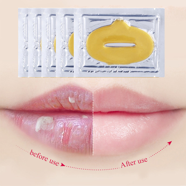 Gold Lip Masks Crystal Lip Patch Membrane Collagen Moisture Essence Plump Essentials Mask for Lip Care Skin Care 15 pcs=1 box