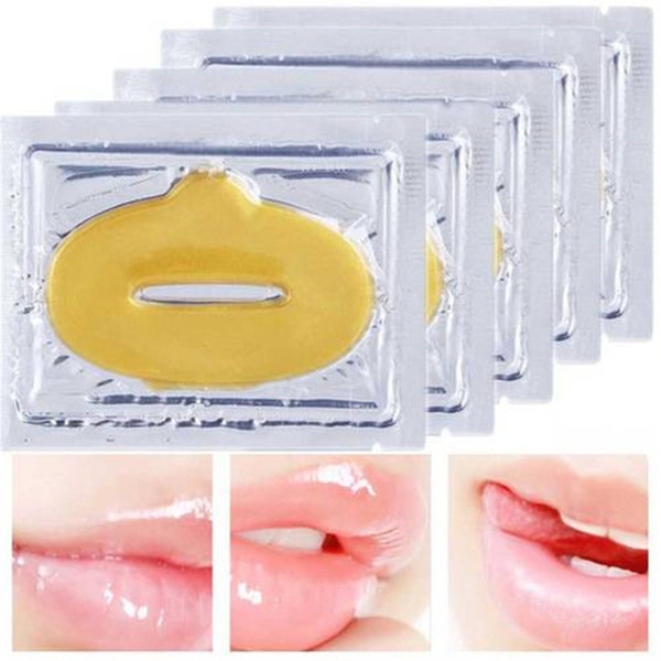 10pcs Lips Film Gold Crystal Collagen Patch Lips Mask Lip Mask Women Collagen Protein Crystal Moisturizing Masks Lip Care HO028