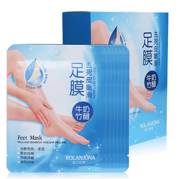 Rolanjona Feet Mask Skin Care Milk Bamboo Vinegar Smooth FeetMask Deep cleaning 7 pairs a box DHL free from wogoto