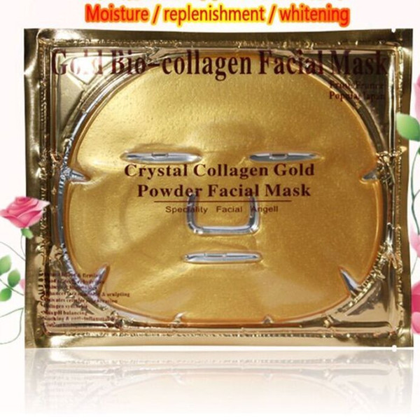 2016 New Gold Bio-Collagen Facial Mask Face Mask Crystal Gold Powder Moisturizing Anti-aging Collagen Facial Mask Free DHL