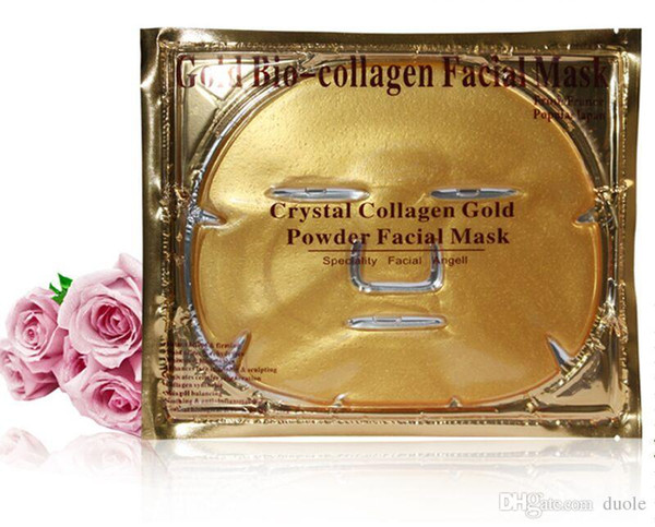 100pcs Gold Bio-Collagen Facial Mask Face Mask Crystal Gold Powder Moisturizing Anti-aging Collagen Facial Mask Free DHL