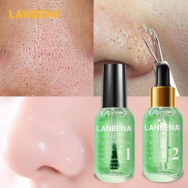 Lanbena Face Serum Blackhead Remover Shrinking Pore Acne Treatment Deep Cleaning Smoothing Skin Care Firming Essence Beauty Set