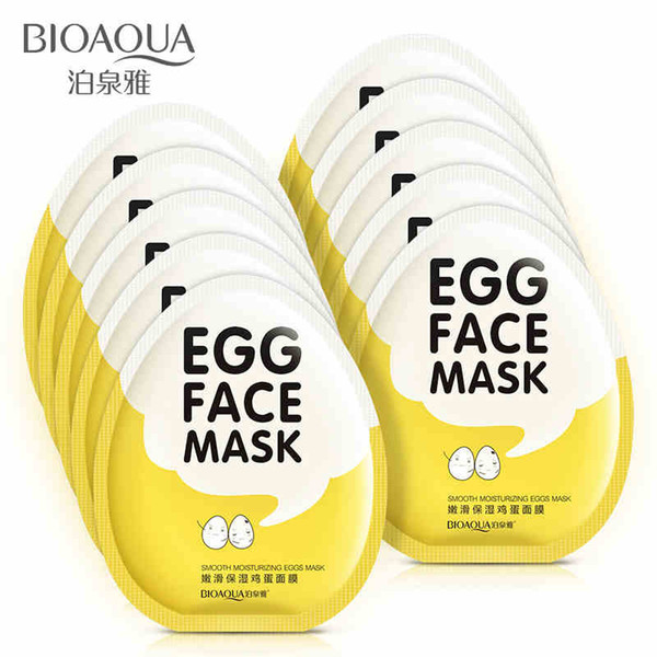 Wholesale- BIOAQUA Egg Facial Masks Oil Control Brighten Wrapped Mask Tender Moisturizing Face Mask Skin Care moisturizing mask