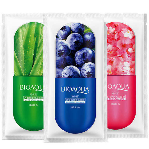 BIOAQUA Jelly Mask Face Care Aloe vera /Blueberry/Cherry blossom Three types optional Moisturizing sleep jelly Facial Mask 100 pcs